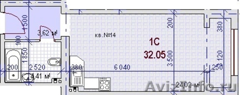 1-к квартира студия 32 м2 - Изображение #2, Объявление #660018